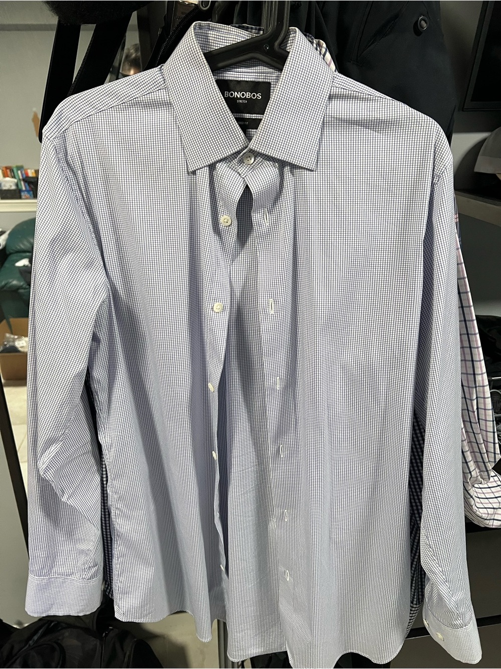 Bonobos Men’s Blue Micro-Check Dress Shirt